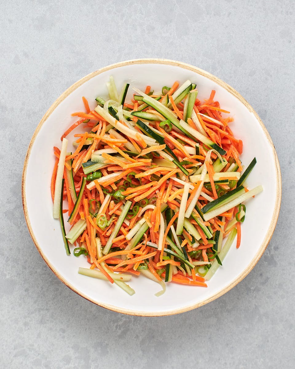 summer roll veggies combined in bowl