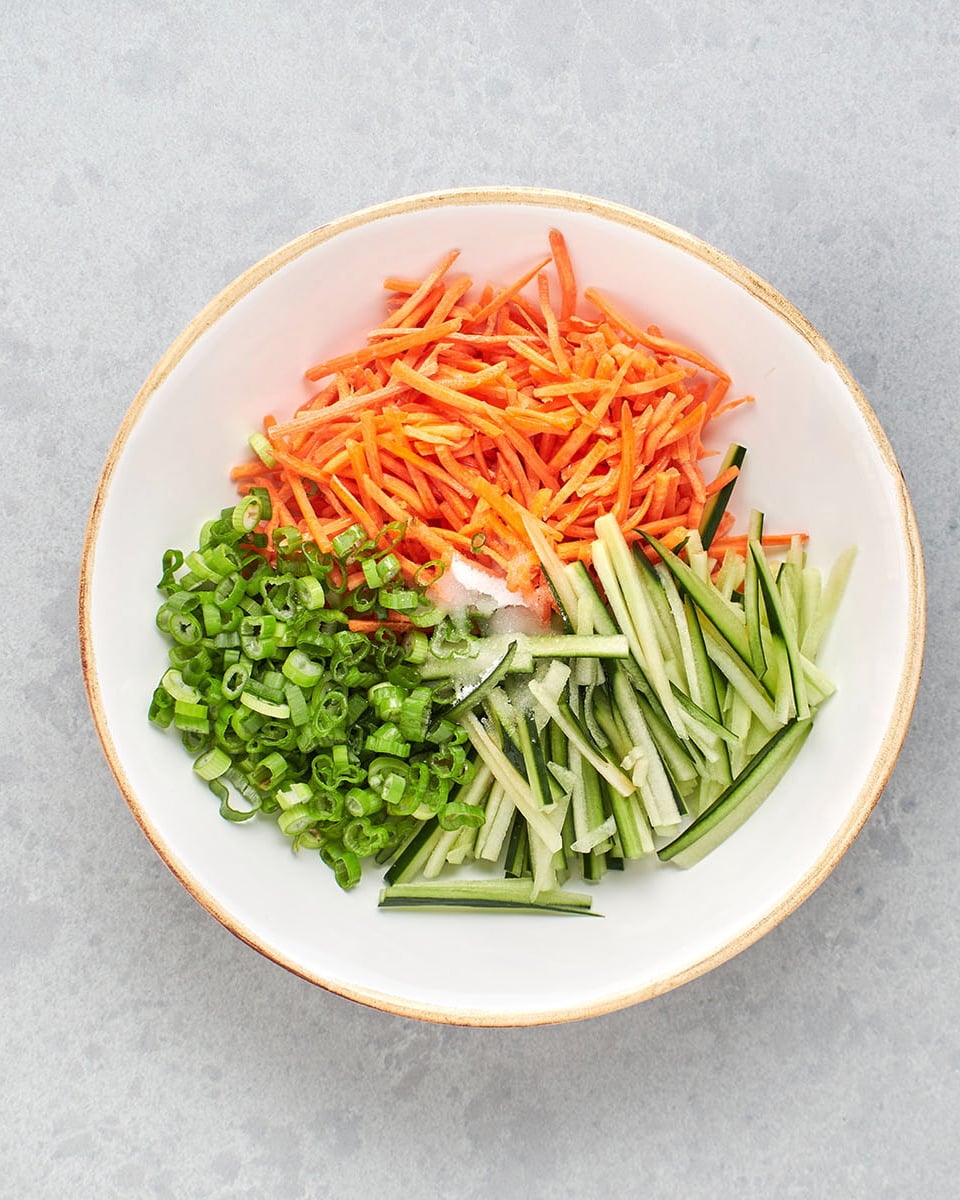 summer roll veggies in bowl