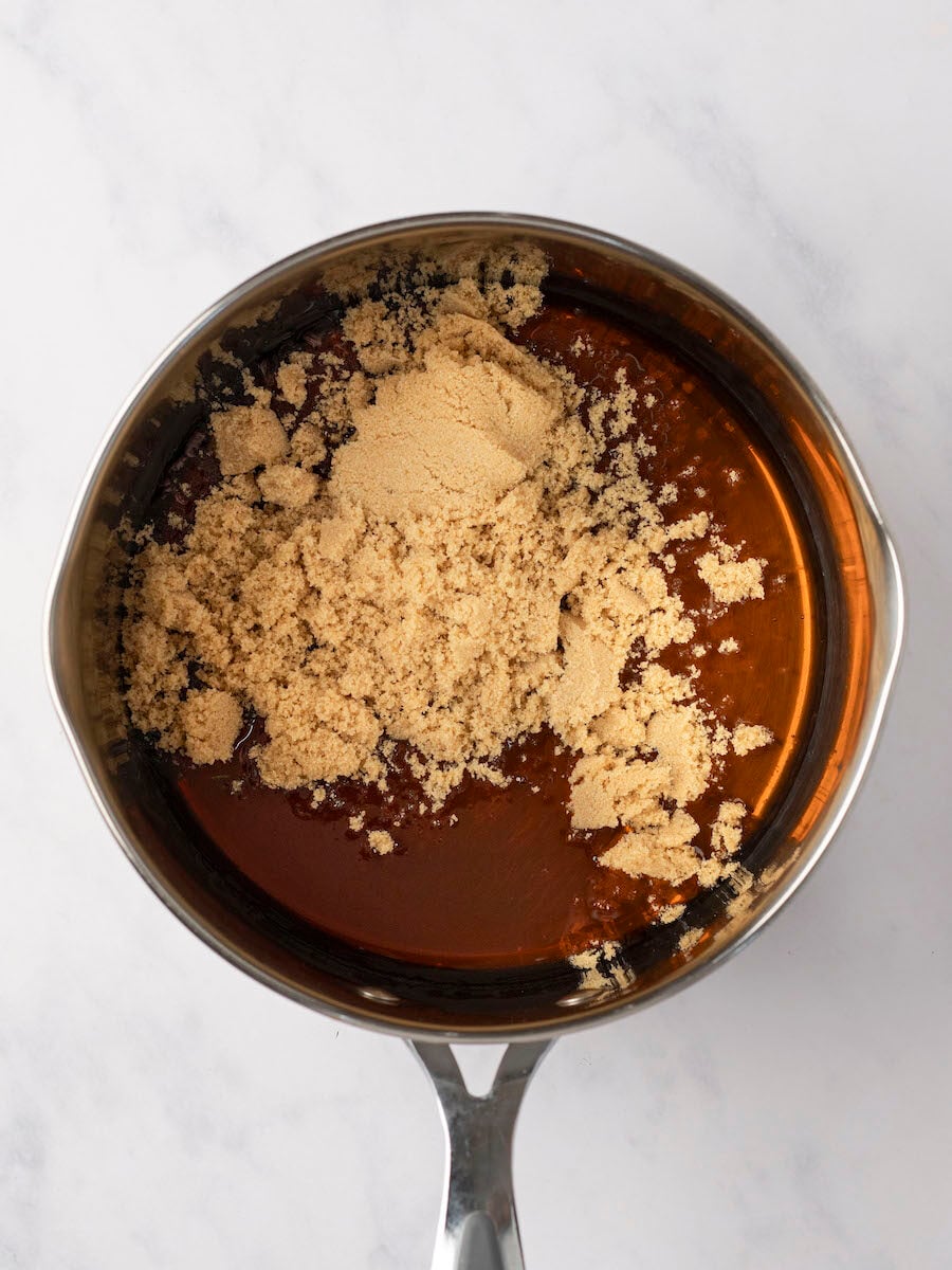 corn syrup and brown sugar in medium saucepan