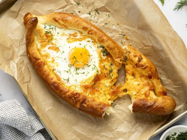 khachapuri on baking sheet