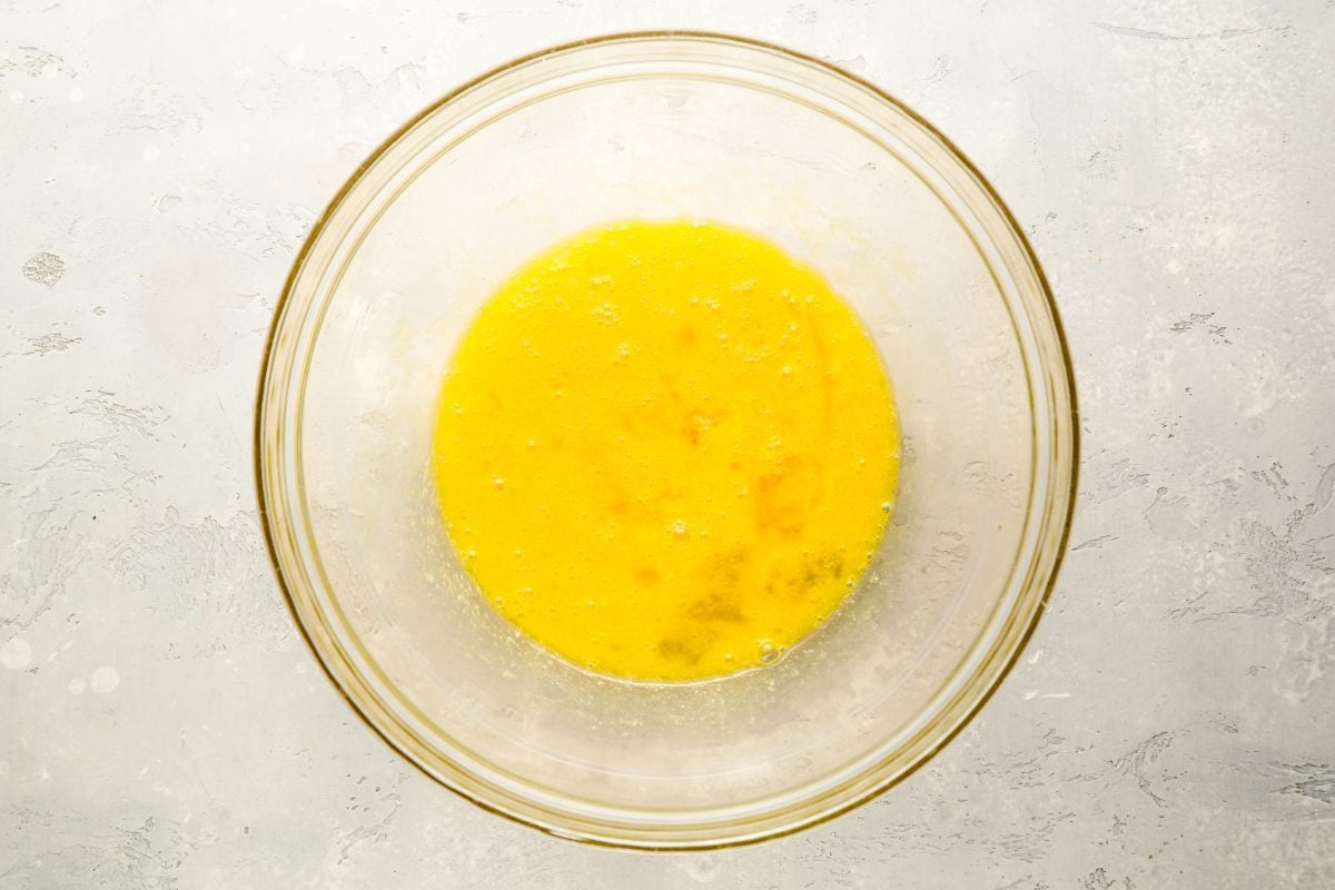 melted butter, eggs, and salt in large mixing bowl