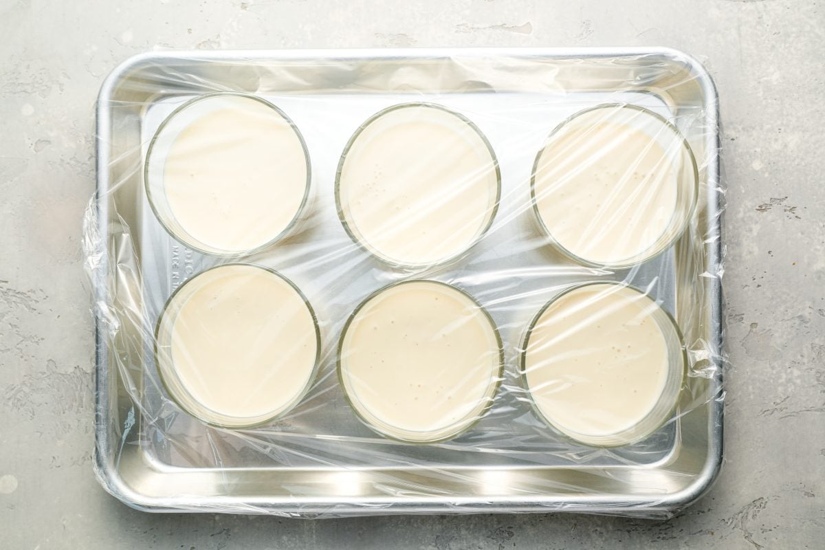 anna cotta mixture into six ½-cup dessert glasses