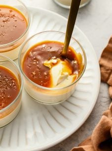panna cotta topped with caramel sauce and sea salt