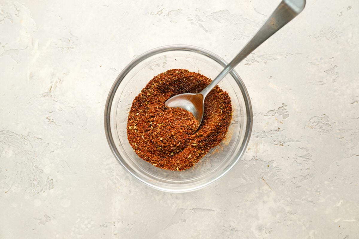 chili powder, cumin, smoked paprika, oregano, and salt in a glass bowl