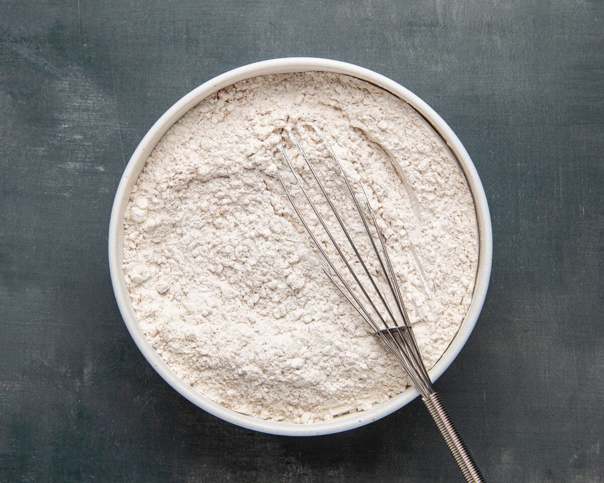 flour, baking powder, salt, and cinnamon combined in medium bowl