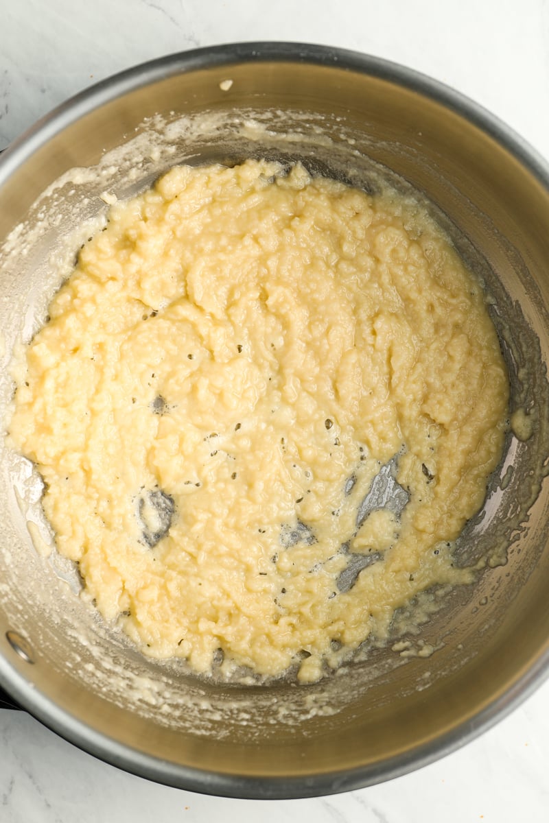 base of flour and butter in saucepan for bechamel