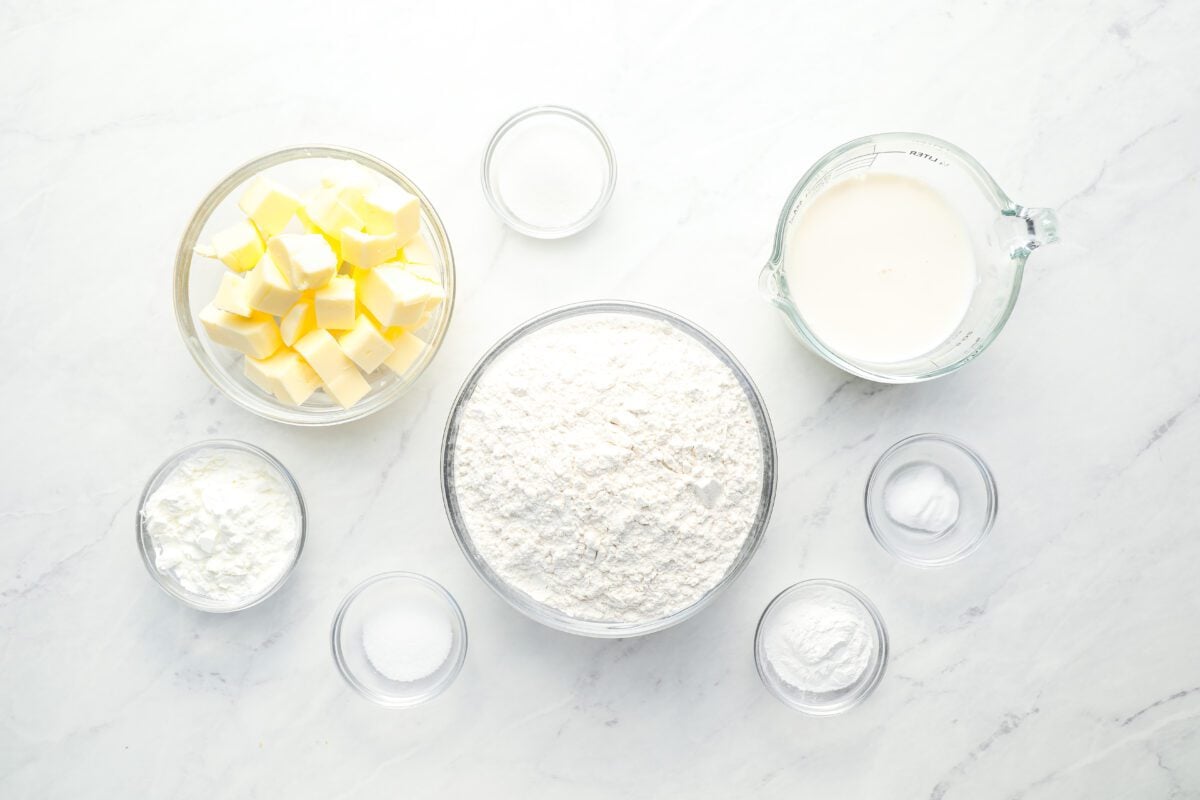 ingredients for making homemade buttermilk biscuits