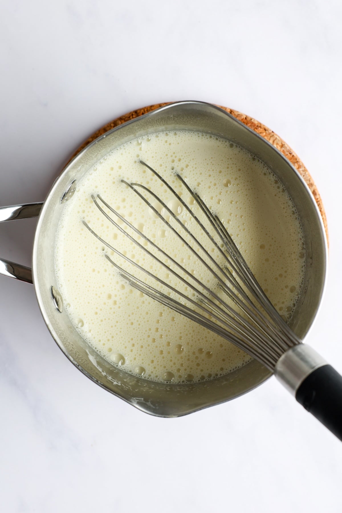 milk/sugar/egg mixture in medium saucepan