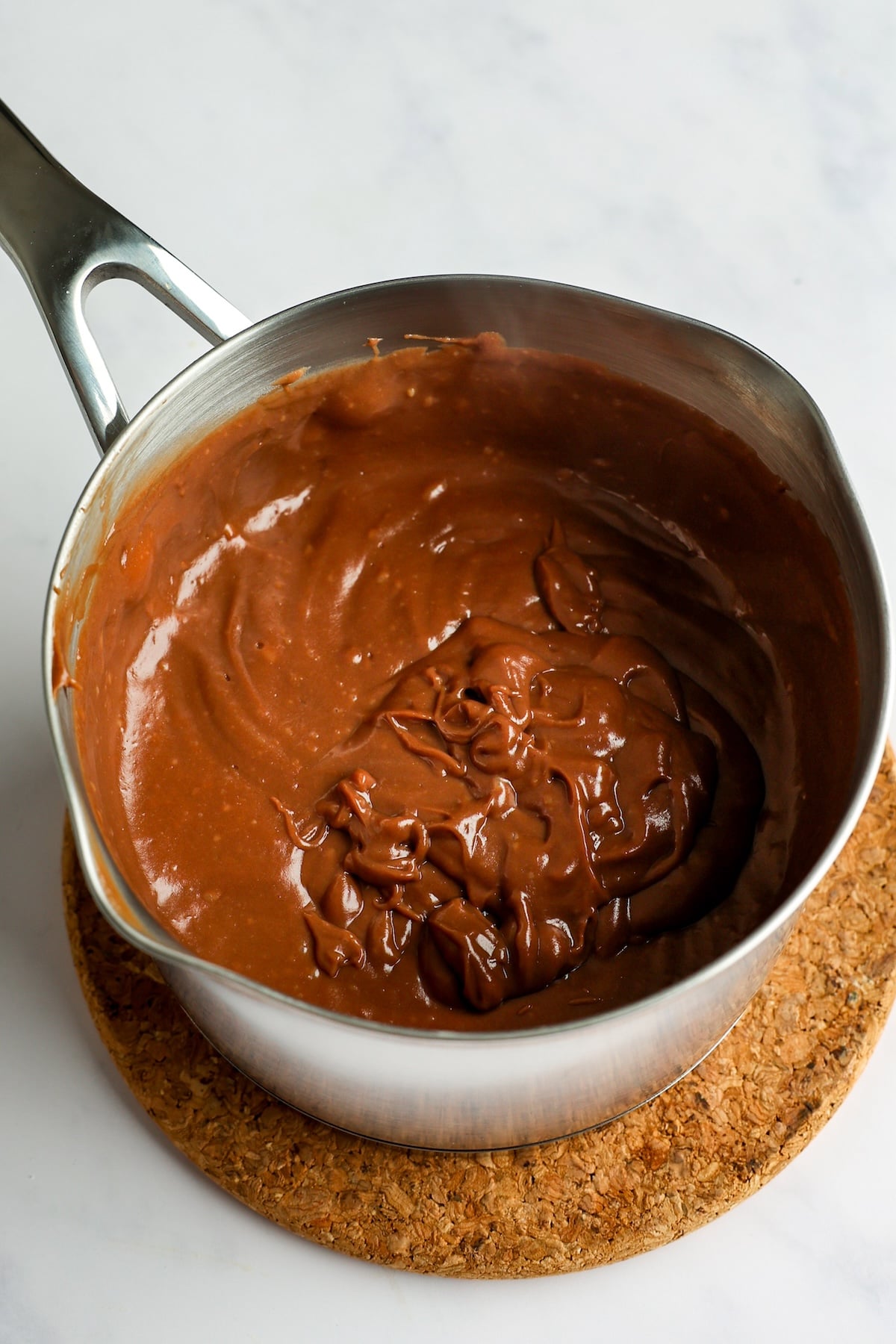 chocolate pastry cream in pot