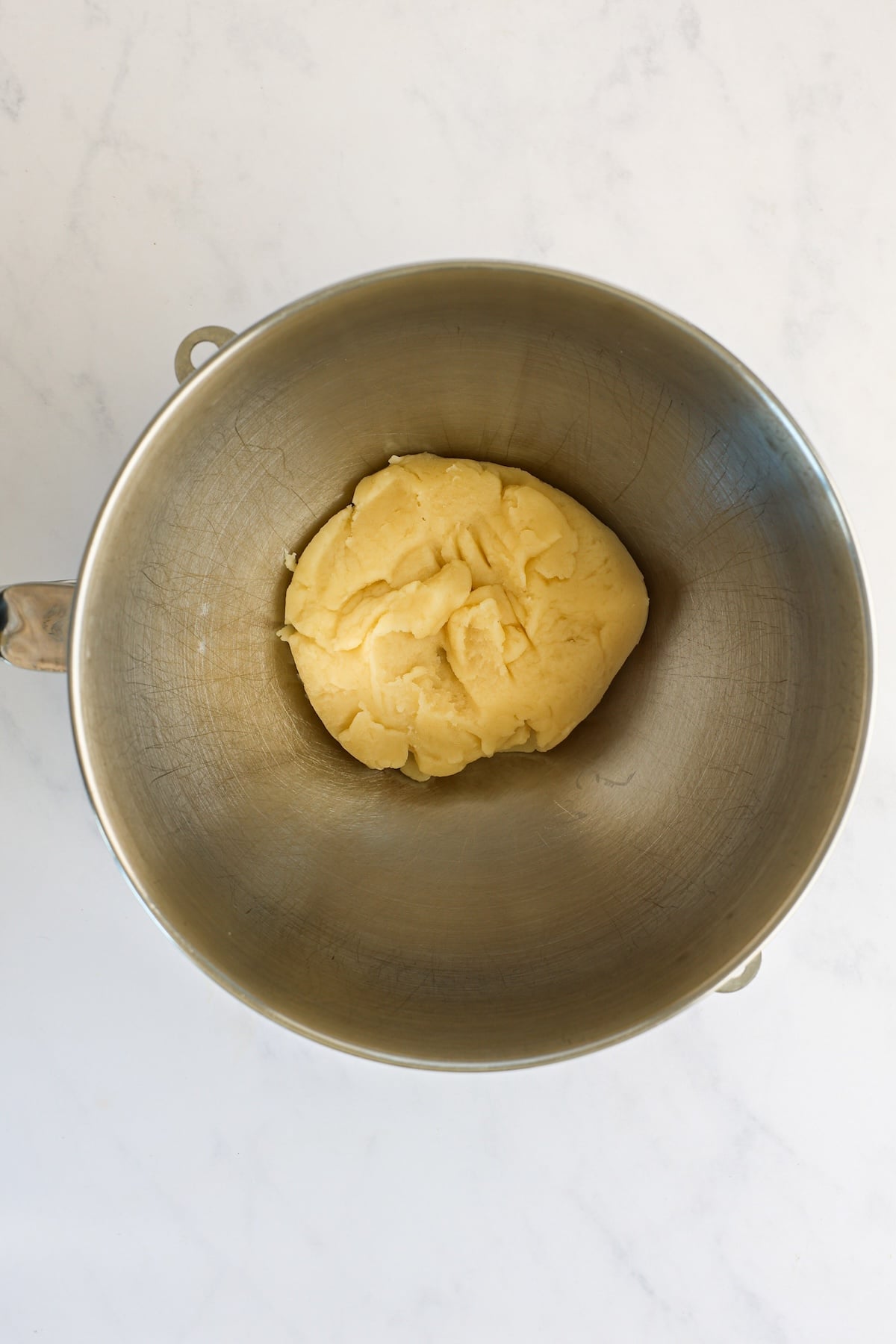 dough ball in mixing bowl