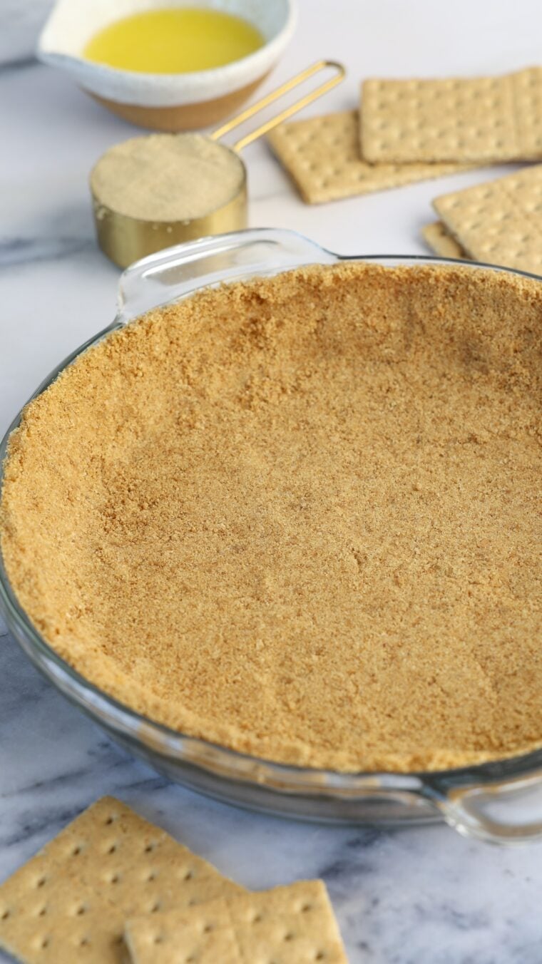 graham cracker crust in deep dish pie plate