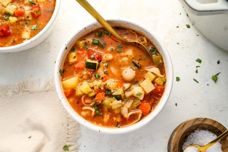 bowls of minestrone soup