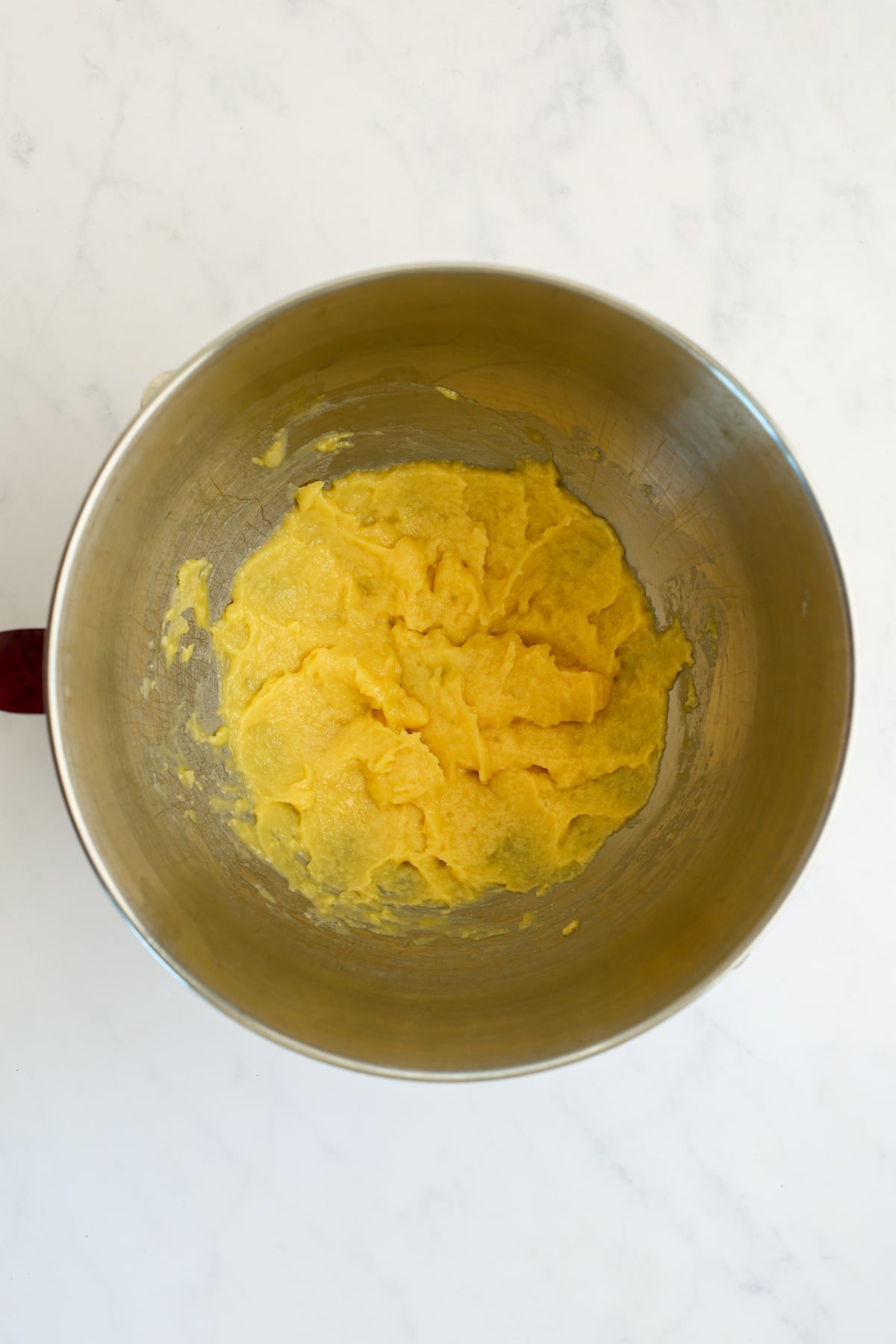 medium saucepan with cooked dough