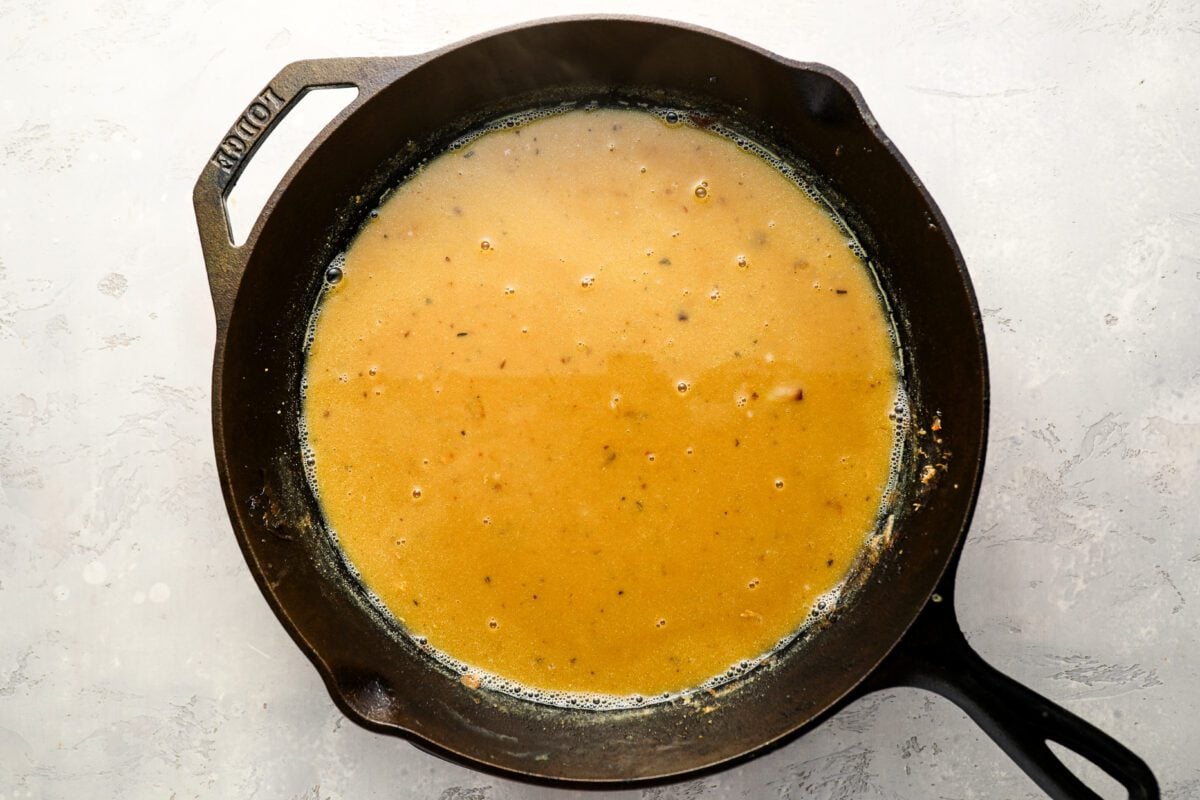 finished pan sauce for roast chicken.