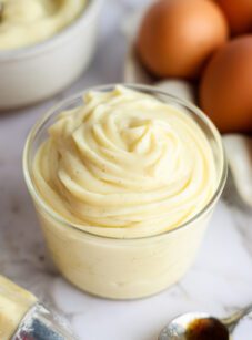 bowl of piped vanilla pastry cream