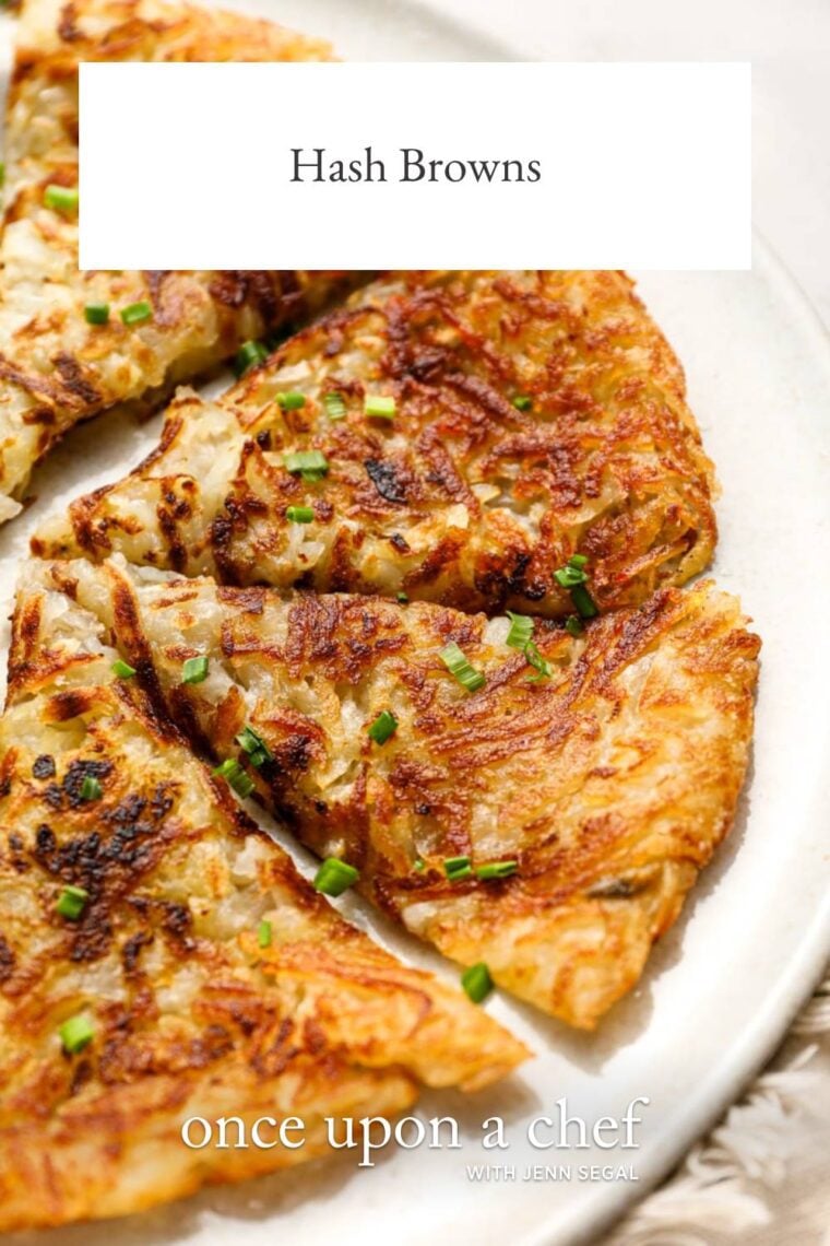 white plate with sliced hash browns