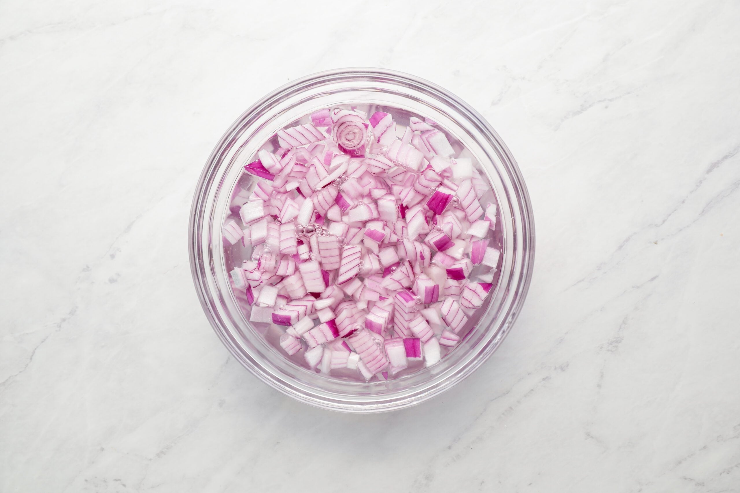 soaking chopped red onion in water