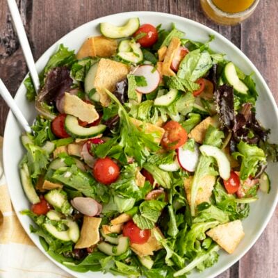 Fattoush salad on platter