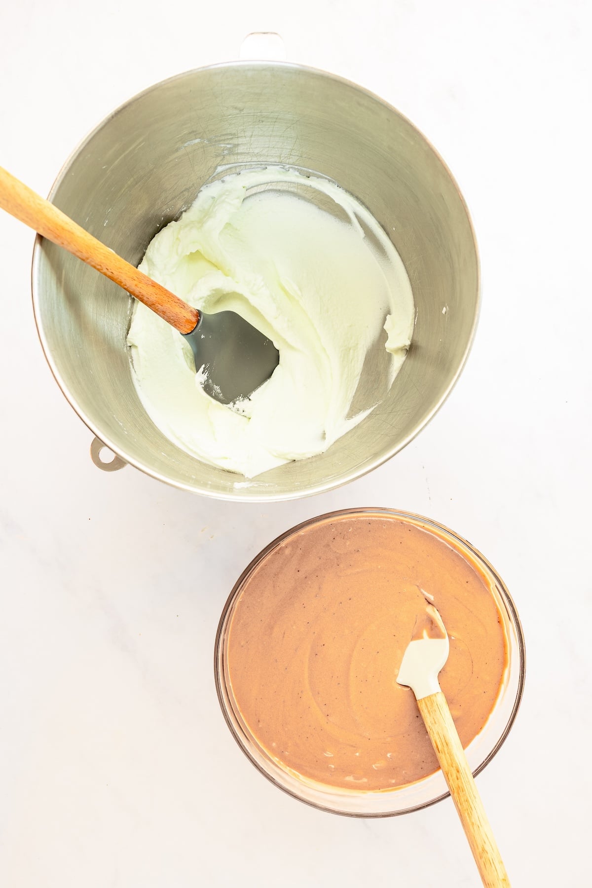half of whipped cream folded into pudding