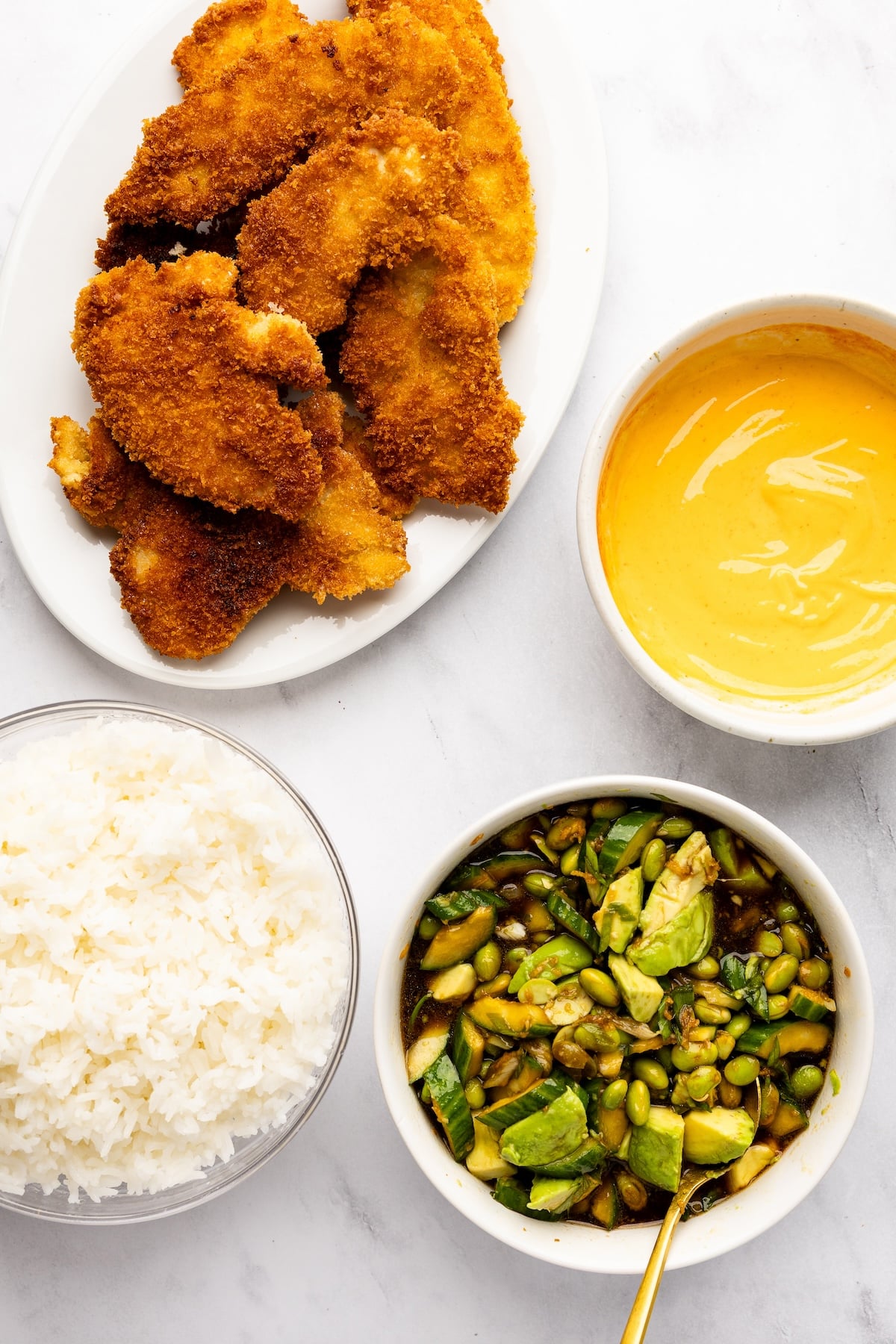 chicken katsu components ready to serve