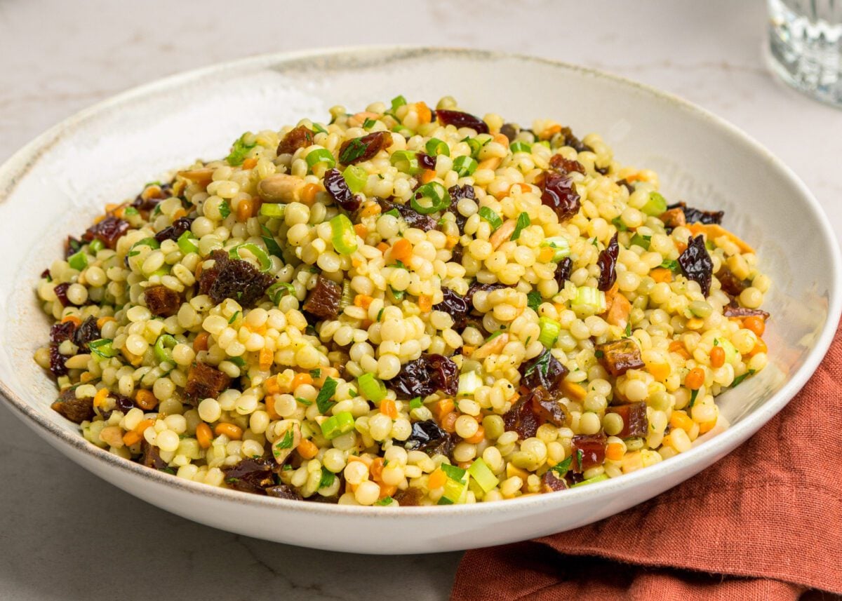 bowl of israeli couscous salad