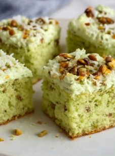 slices of watergate cake on platter