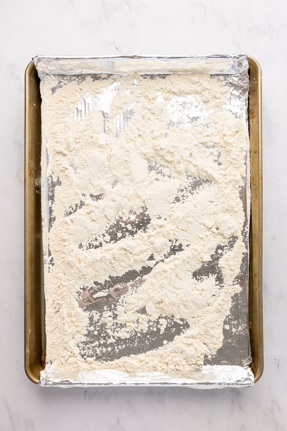 flour on foil-lined baking sheet