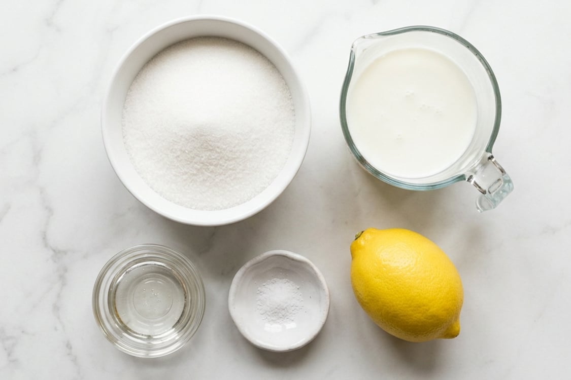 Ingredients to make lemon buttermilk sorbet.