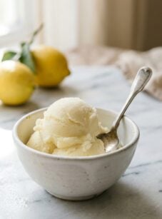 bowl of lemon buttermilk sorbet