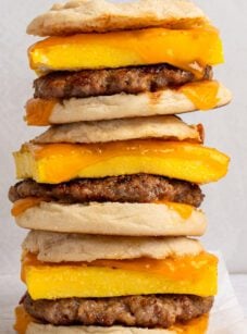 Stack of Sausage and Egg Breakfast Sandwiches