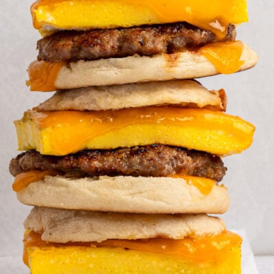 Stack of Sausage and Egg Breakfast Sandwiches
