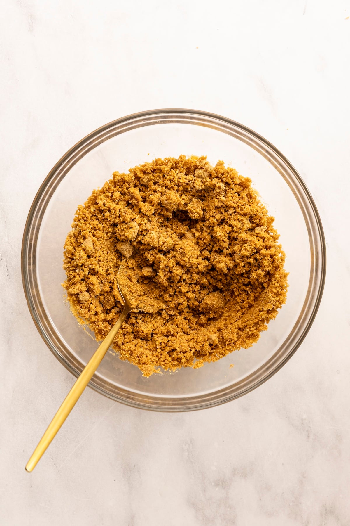 graham cracker crumbs, melted butter, brown sugar, and salt mixed together in small bowl