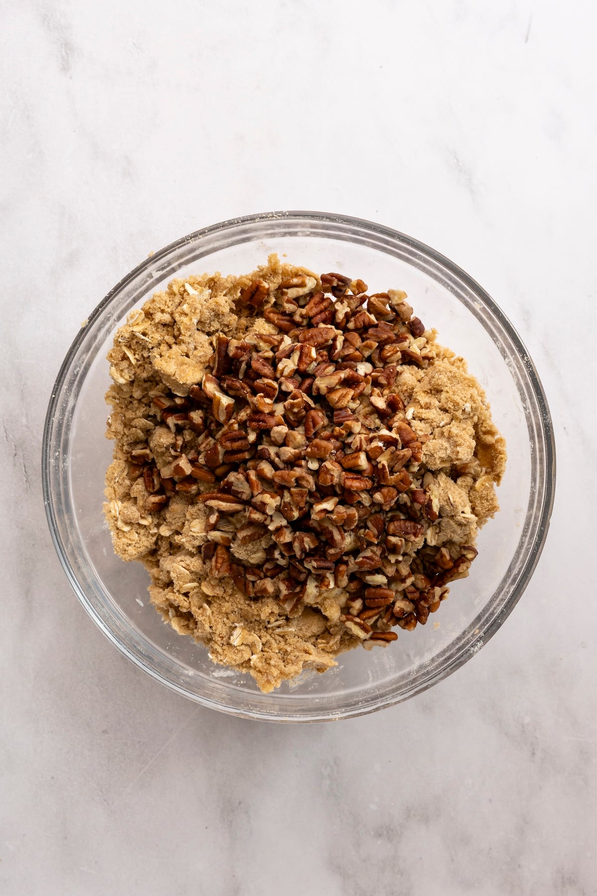pecans added to topping mixture