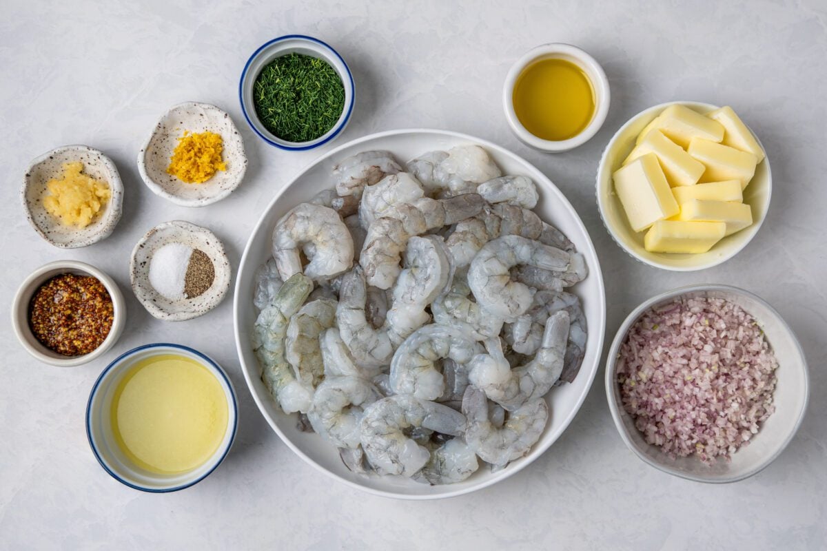 buttery shrimp with dill ingredients